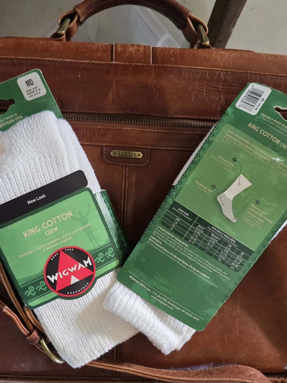 NWT Wigwam King Cotton Crew Socks Hiking Unisex Vintage Scrunchie Socks 2 Pair M